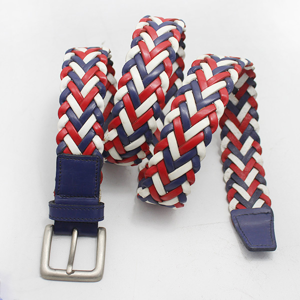 Mix Color Causal Braid Belts With Zinc Alloy Metal Buckle 35-14695