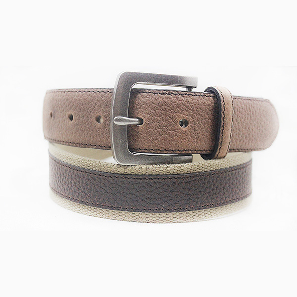 Brown leather belt with cotton rope inserted 40-16182