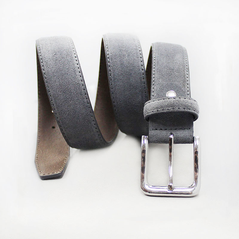 Grey suede leather belt 35-15047E