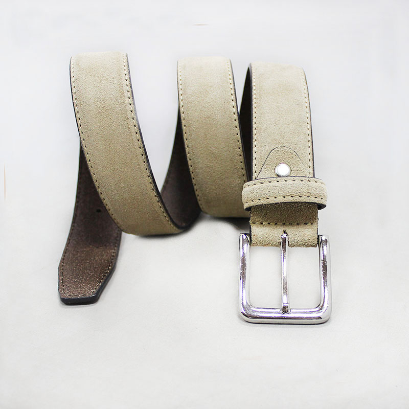 Beige suede leather belt 35-15047F