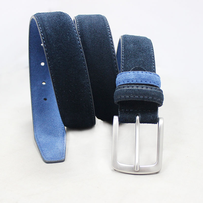 Navy suede leather belt 35-15048C