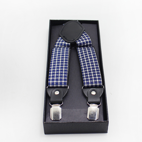 Fashion Men Suspenders Leather Alloy 4 Clips Braces KRS35-19351