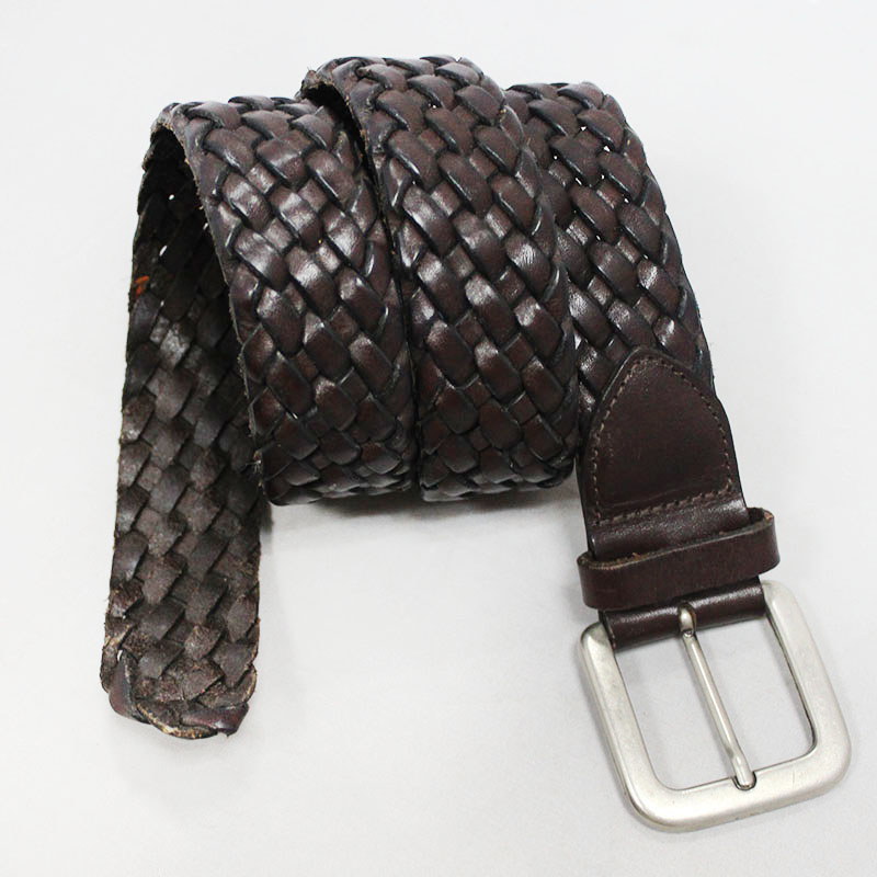 Braided full grain cowhide leather belt 40-13096