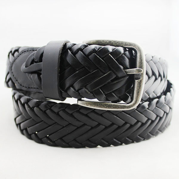 Braided full grain cowhide leather belt 40-13145