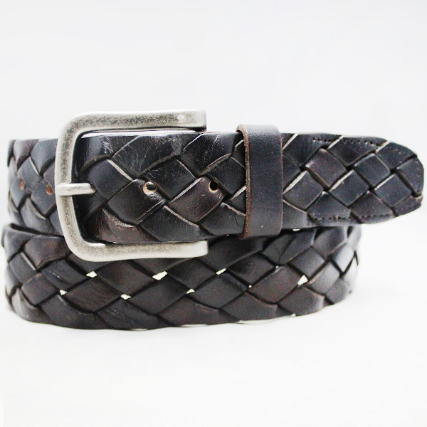 Braided full grain cowhide leather belt 40-14633