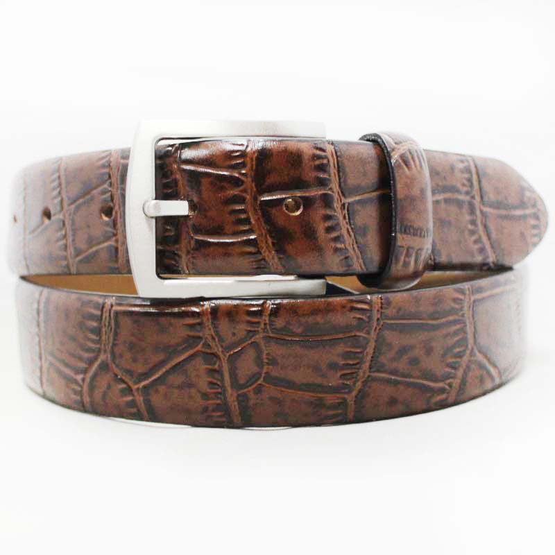 Mens split leather embossed belts for jeans 35-14759