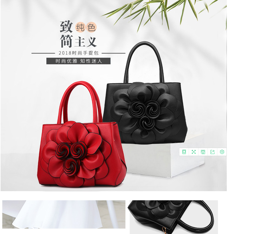 Pu leather handbag flower design woman handbags sweet lady bag K-0559