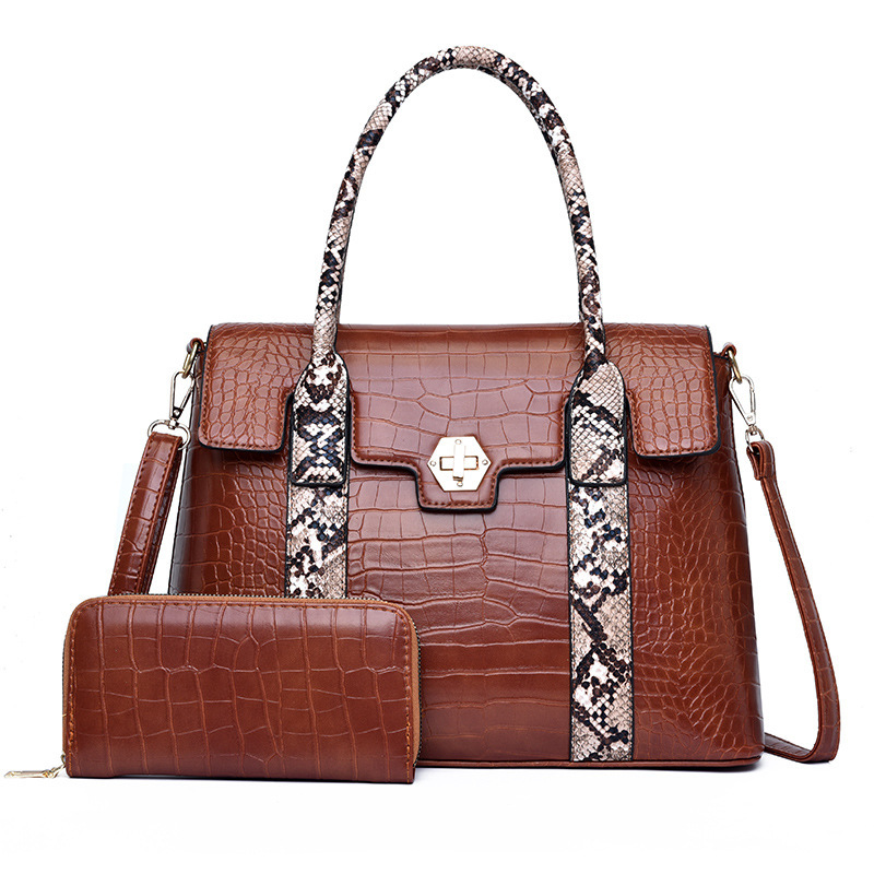 2 in 1 Fashion Designer Pu Leather Material Women Handbag K-0573