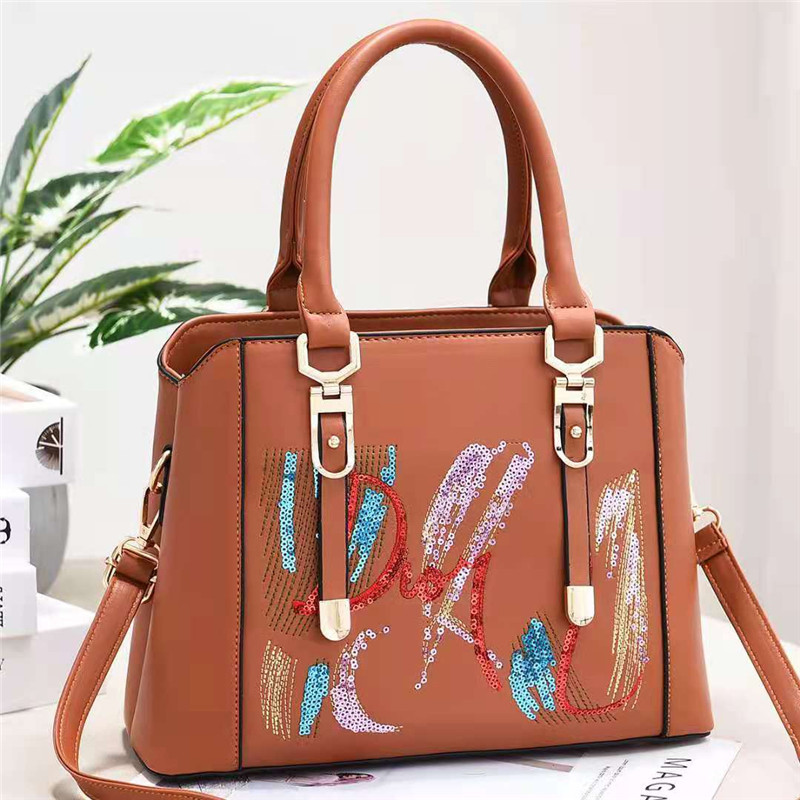 2021 Cute Fashion Shoulder Ladies Floral Embroidery Designs Leather Women Hand Bags K-0530